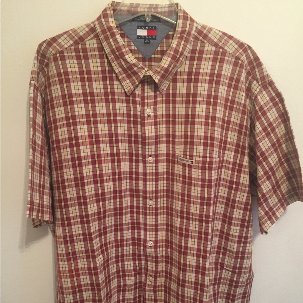 Tommy Jeans Short Sleeve Plaid Button Down Shirt